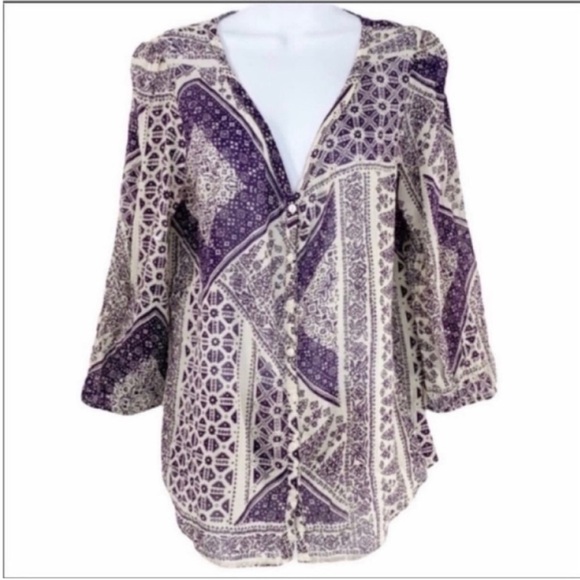 LUCKY BRAND button down blouse top M - Picture 1 of 8